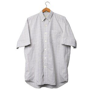 Cutter & Buck Men's Plaid Short Sleeve Oxford Shirt Button Down Cotton Blue Tan